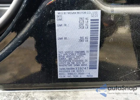 2024 Nissan Altima S Fwd from USA, damaged, VIN 1N4BL4BV8RN359747